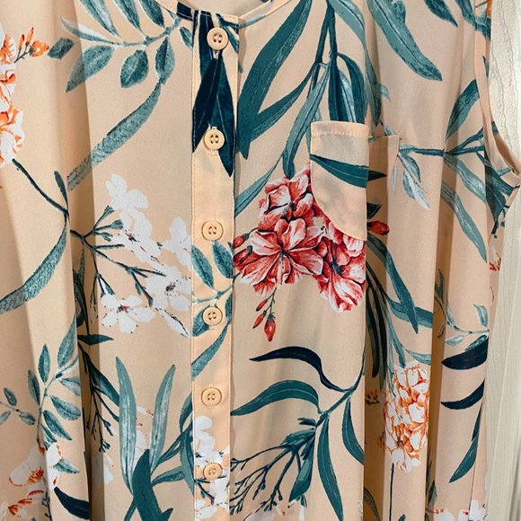 Style & Co - Peach Oleander Floral Top - Picture 3 of 8